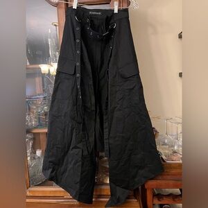 Punkrave Stylish Black Trench Skirt with Belt